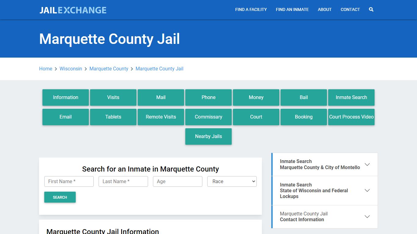 Marquette County Jail Roster Lookup, WI, Inmate Search